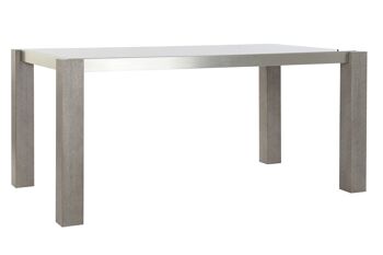 TABLE DE REPAS CHENE ALUMINIUM 162X92X74 VERRE GRIS MB189169 1