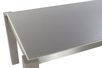 TABLE DE REPAS CHENE ALUMINIUM 162X92X74 VERRE GRIS MB189169 2