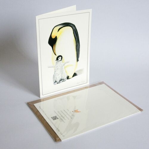 Penguin and Chick - Greeting Card - Best Wishes - blank inside card - birthday , A5 folded to A6