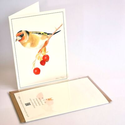 Goldfinch - Greeting Card - Best Wishes - blank inside card - birthday , A5 folded to A6