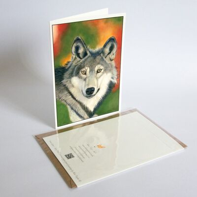Lobo - Tarjeta de felicitación - Mis mejores deseos - tarjeta interior en blanco - cumpleaños, A5 doblado a A6