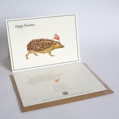 Xmas Hog - Xmas Card - Christmas Card - Happy holidays , A5 folded to A6