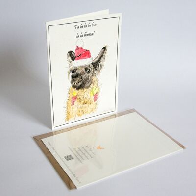 Llama - Xmas Card - Christmas Card - Happy holidays , A5 folded to A6