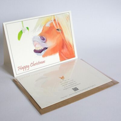 Horse Kiss - Xmas Card - Christmas Card - Happy holidays , A5 folded to A6