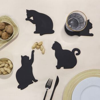 Sous-verres, chat, x4, silicone 3
