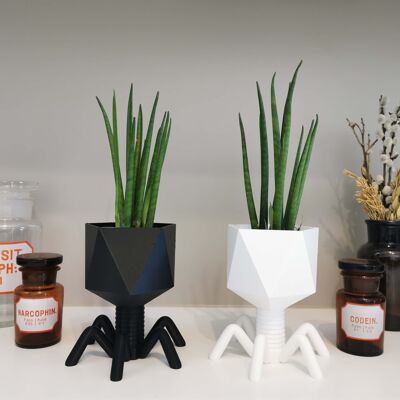 Decorative vessel - bacteriophage - white and black