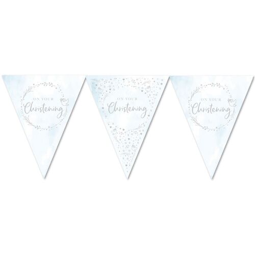 Blue On Your Christening Paper Flag Bunting Foil Stamped