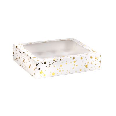 Gold Star Cupcake Box für 12 Cupcakes aus Folie
