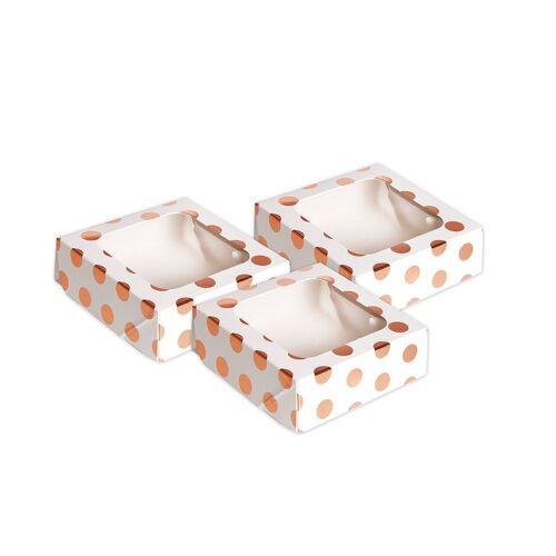 Rose Gold Polka Dot Small Square Treat Boxes/Window Foil