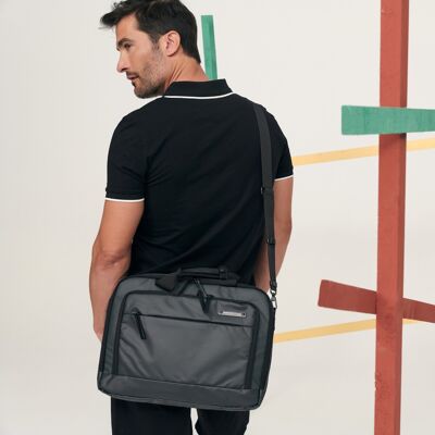 Sport nylon briefcase, black color - 40x30x11 cm