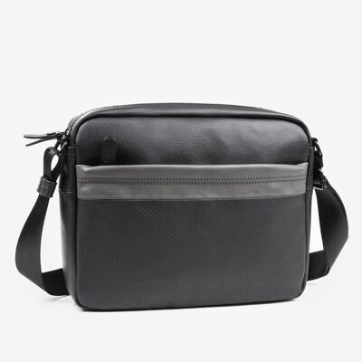 Large shoulder bag for men, black color - 31x24x6 cm