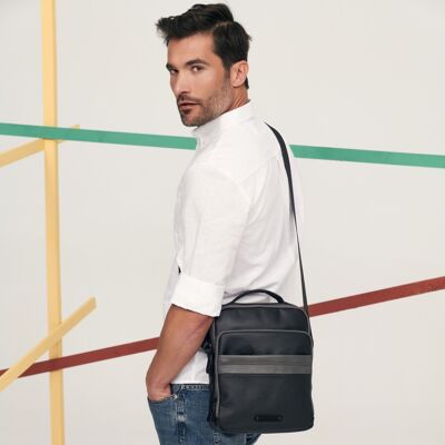 Shoulder bag for men, black color - 23.5x30 cm