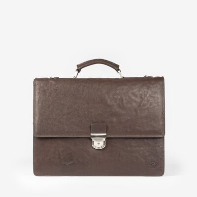 Brown leather briefcase, Wash Leather Collection - 40.5x31 cm