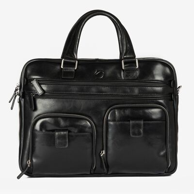 Black leather briefcase, Casablanca Leather Collection - 42x30 cm