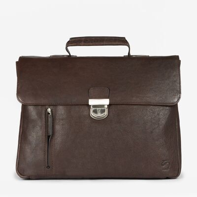 Brown leather briefcase, Wash Leather Collection - 40x31 cm - Mod. 2