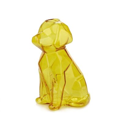 Vaso, Sfinge, cane, 15 cm, ambra, borosilicato