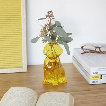 Vase, Sphinx, chien, 15 cm, ambre, borosilicate 3