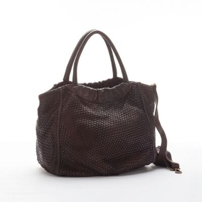 FARFALLA Woven Hand Bag Dark Brown