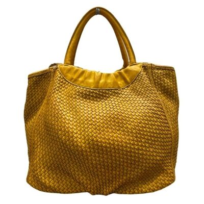 FARFALLA Woven Hand Bag Mustard