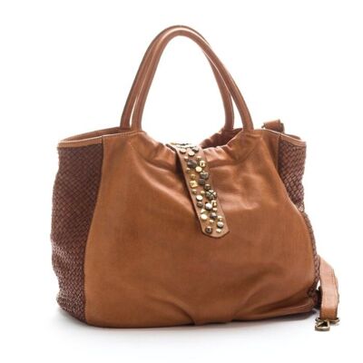 FARFALLA Rock Woven Handtasche Hellbraun