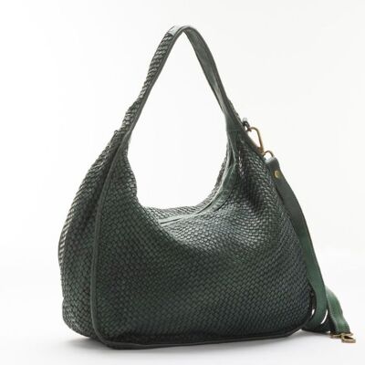 TIFFY Large Woven Shoulder Bag Army Green