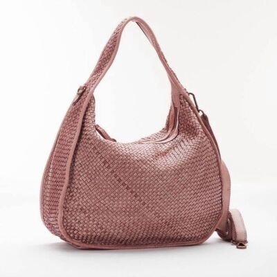 TIFFY Large Woven Shoulder Bag Blush