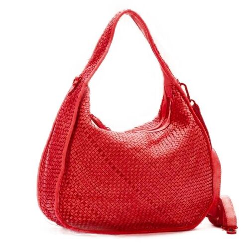 TIFFY Large Woven Shoulder Bag Red