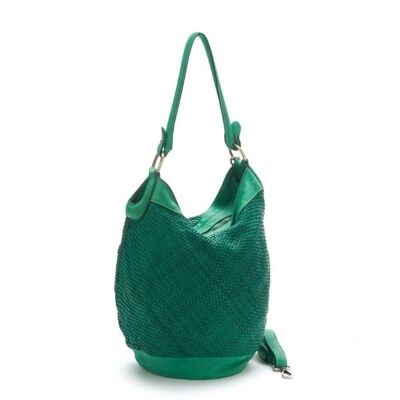 GEMMA Woven Bucket Bag | Emerald Green