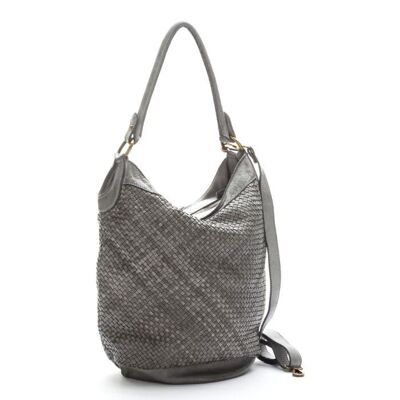 GEMMA Woven Bucket Bag Hellgrau