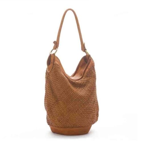 GEMMA Woven Bucket Bag Tan