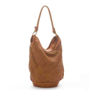 Sac seau tissé GEMMA Marron 1