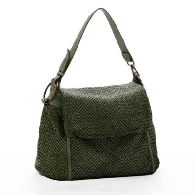 Priscilla Shoulder Bag Narrow Weave All Over Green