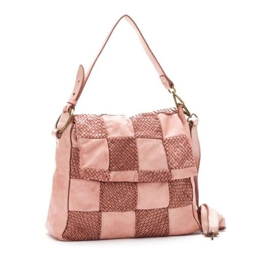 Priscilla Shoulder Bag Woven Chequered Pattern Blush