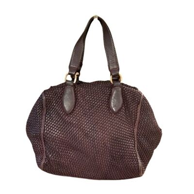 MIRTILLA Woven Bowler Bag Bordeaux