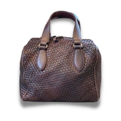 Sac Melon Tressé MIRTILLA Marron Foncé