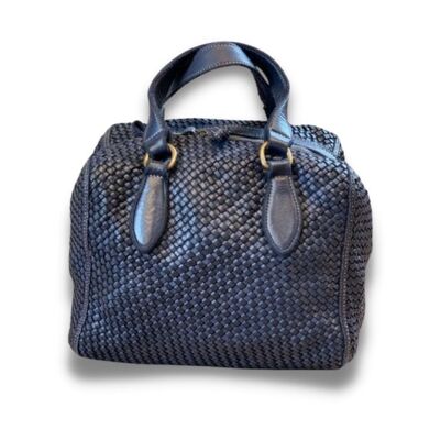 MIRTILLA Borsa a bombetta intrecciata Navy