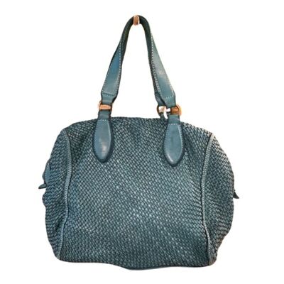 Bolso bombín tejido MIRTILLA Verde azulado