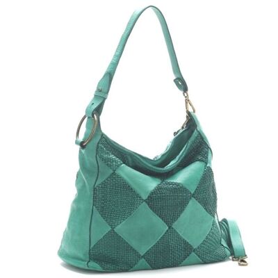 Sac à bandoulière MELISSA motif losanges | Vert émeraude