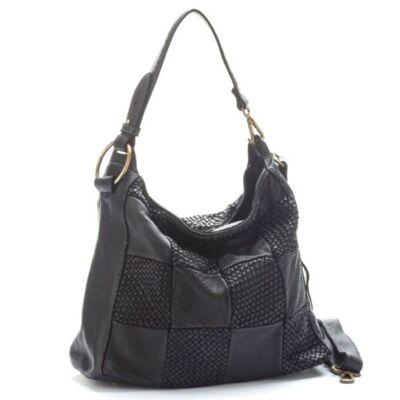 MELISSA Borsa a spalla fantasia rombi | Nero