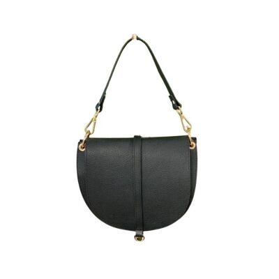VITTORIA Medium Saddle Bag Pebble Leather | Olive Green