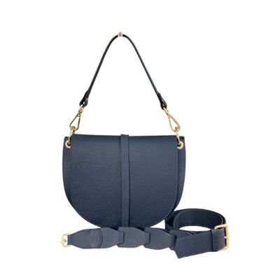 VITTORIA Medium Saddle Bag Pebble Leather | Royal Navy