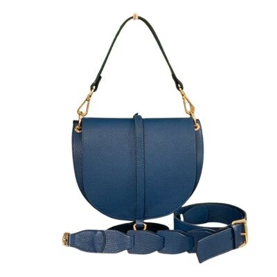 VITTORIA Medium Satteltasche Pebble Leather | Meerblau