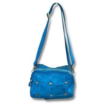 Sac à bandoulière clouté POCHET | Turquoise