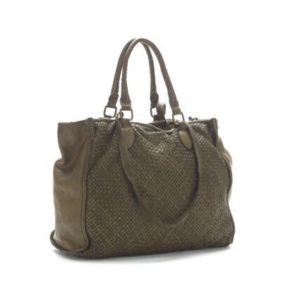 GLENDA Gewebte Tasche im Shopper-Stil | Armeegrün