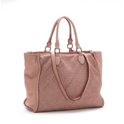 GLENDA Woven shopper style bag | Blush