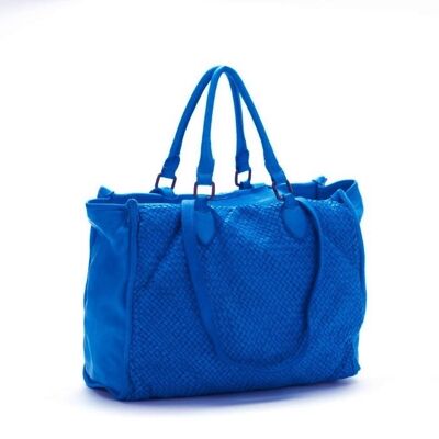 GLENDA Bolso estilo shopper tejido | Azul eléctrico