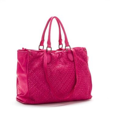 GLENDA Gewebte Tasche im Shopper-Stil | Fuchsie