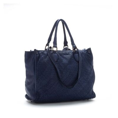 GLENDA Woven shopper style bag | Navy