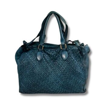 GLENDA Sac style shopper tissé | Sarcelle