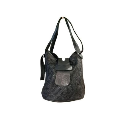 QUARZO Woven Bucket Bag Schwarz